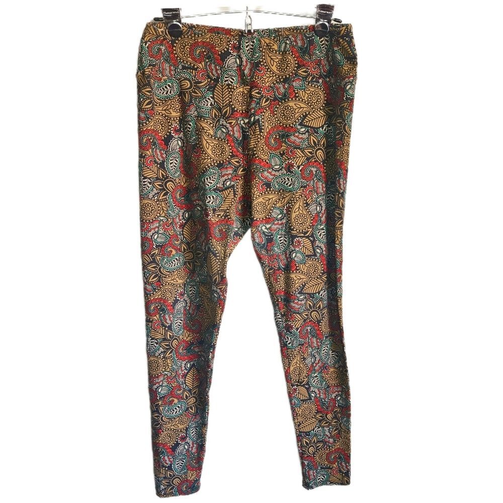 Lularoe Paisley Boho Leggings Women's Tall and Curvy OS Stretchy Earth‎ Tones